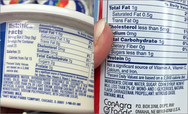 Reddi Whip Cream Nutrition Facts Bios Pics