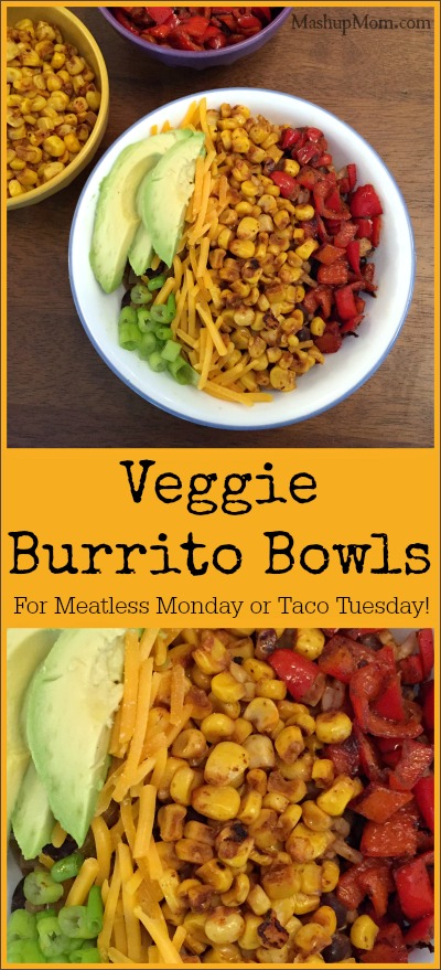 Veggie Burrito Bowls with Pan-Roasted Corn and Red Peppers