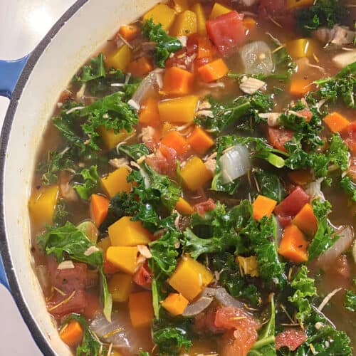 Leftover Chicken Soup with Butternut Squash & Kale