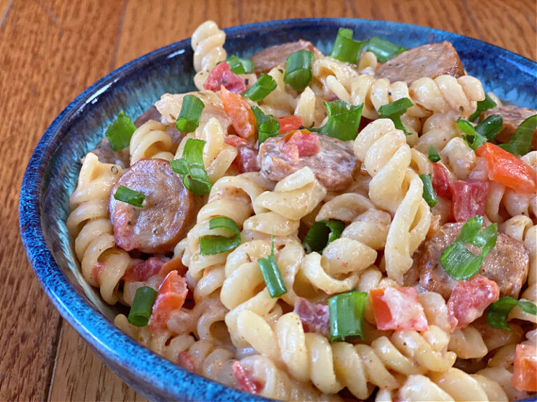 One Pot Creamy Andouille Sausage Pasta