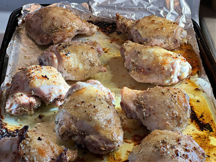 Lemon Garlic Chicken Thighs with Tomato Cucumber Salad